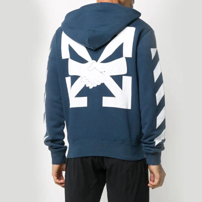 Jersey con capucha y estampado de rayas diagonales para hombre, azul