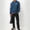 Jersey con capucha y estampado de rayas diagonales para hombre, azul