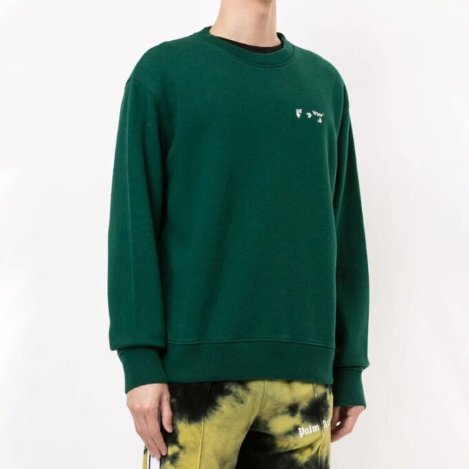 Jersey con estampado de logotipo Off-White para hombre, verde