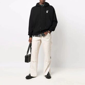 Jersey con logo Off-White para hombre FW21, corte holgado, negro