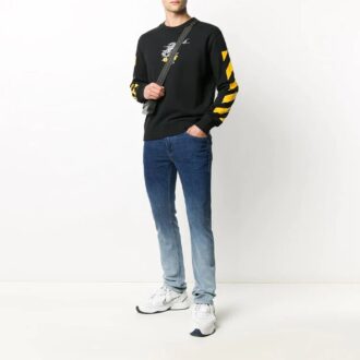 Jersey con logotipo de rayas bordado, negro