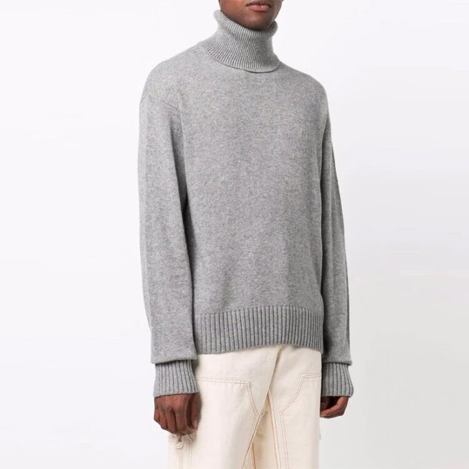 Jersey de cuello alto acanalado, versión estándar, unisex, gris