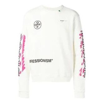 Jersey de cuello redondo ajustado con estampado Diag Stencil de Virgil Abloh para hombre, colección primavera-verano 2019, con logotipo, color blanco