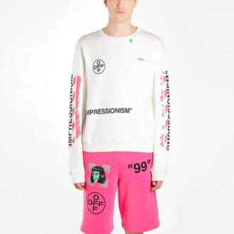 Jersey de cuello redondo ajustado con estampado Diag Stencil de Virgil Abloh para hombre, colección primavera-verano 2019, con logotipo, color blanco