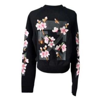 Jersey de cuello redondo con bordado floral «Cherry Blossoms» de Off-White Fw17