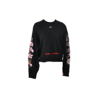 Jersey de cuello redondo con bordado floral «Cherry Blossoms» de Off-White Fw17