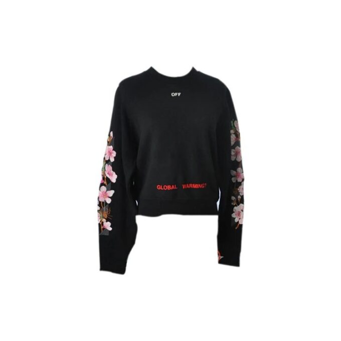Jersey de cuello redondo con bordado floral «Cherry Blossoms» de Off-White Fw17