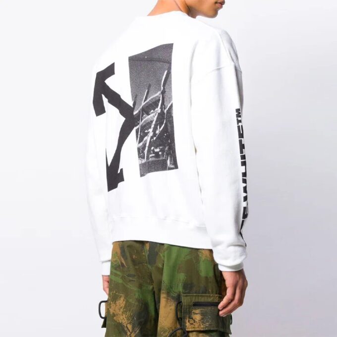 Jersey de cuello redondo con estampado de flechas Blanco