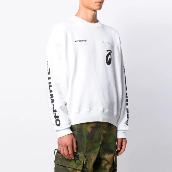 Jersey de cuello redondo con estampado de flechas Blanco