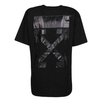 Jersey de cuello redondo con estampado de flechas Off-White, pantalones cortos y corte ajustado, color negro