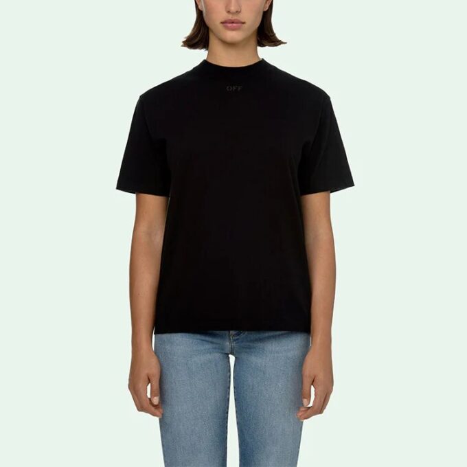 Jersey de cuello redondo con estampado de flechas Off-White, pantalones cortos y corte ajustado, color negro