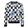 Jersey de cuello redondo con estampado de flores y cuadros FW21, versión negra