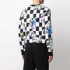 Jersey de cuello redondo con estampado de flores y cuadros FW21, versión negra