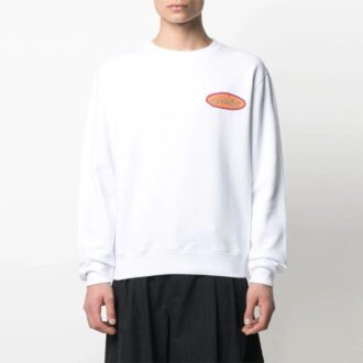 Jersey de cuello redondo con estampado de letras del logotipo SS21, versión blanca