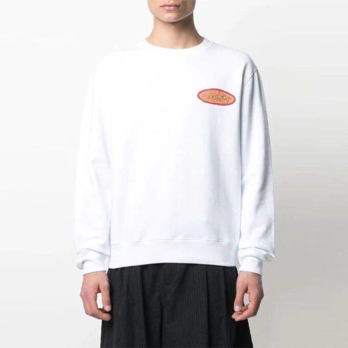 Jersey de cuello redondo con estampado de letras del logotipo SS21, versión blanca