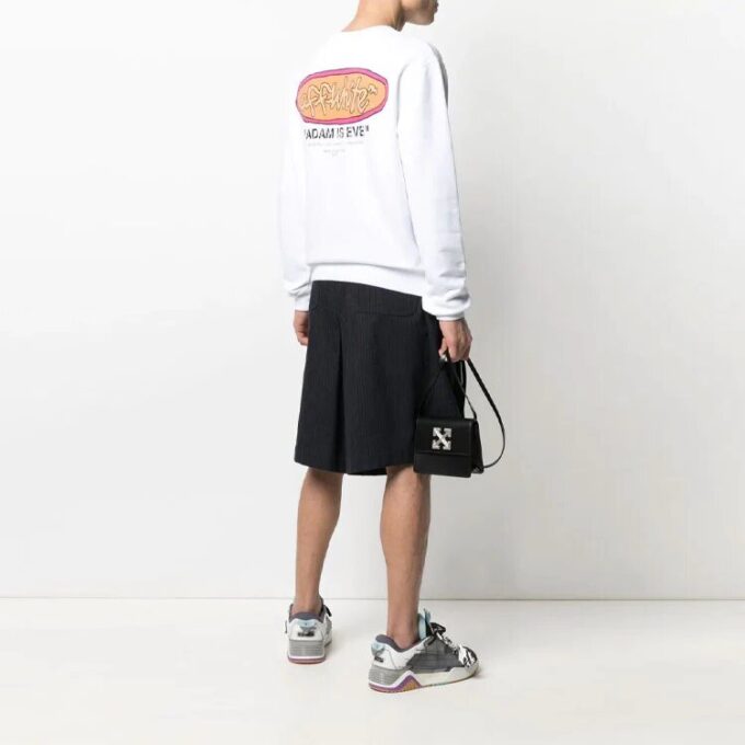 Jersey de cuello redondo con estampado de letras del logotipo SS21, versión blanca