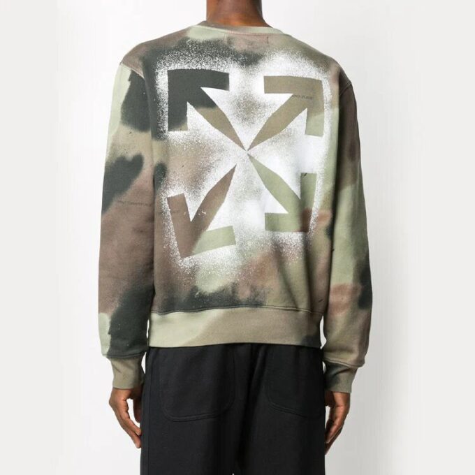 Jersey de cuello redondo con estampado de logotipo de Arrows para hombre, FW20, camuflaje/verde