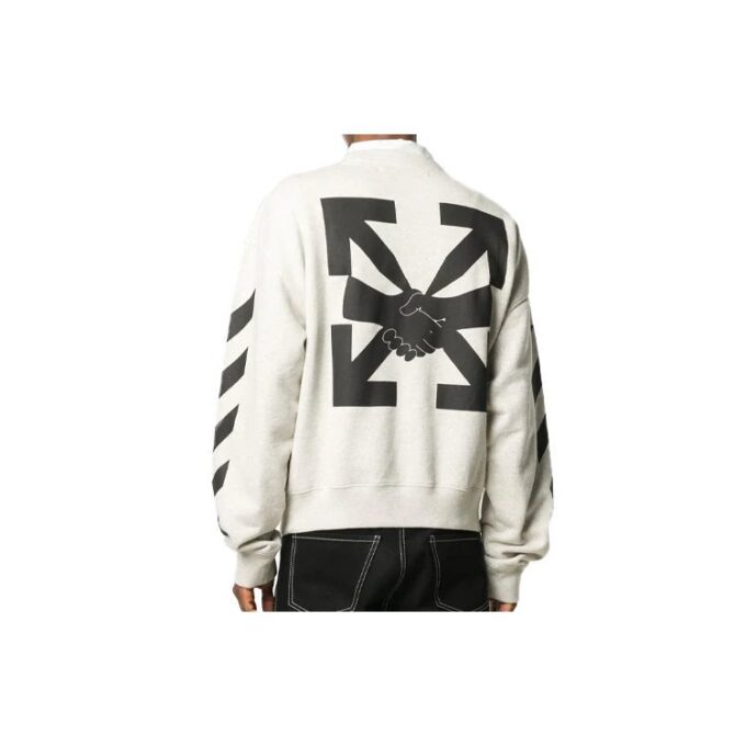 Jersey de cuello redondo con estampado de logotipo de Arrows para hombre, gris/blanco