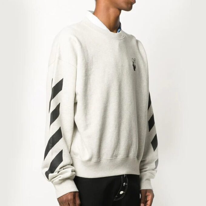 Jersey de cuello redondo con estampado de logotipo de Arrows para hombre, gris/blanco