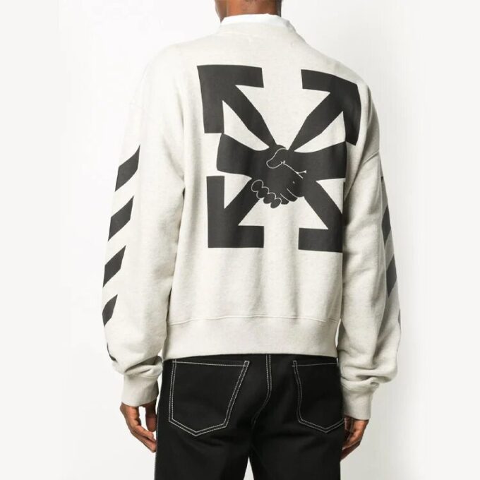 Jersey de cuello redondo con estampado de logotipo de Arrows para hombre, gris/blanco