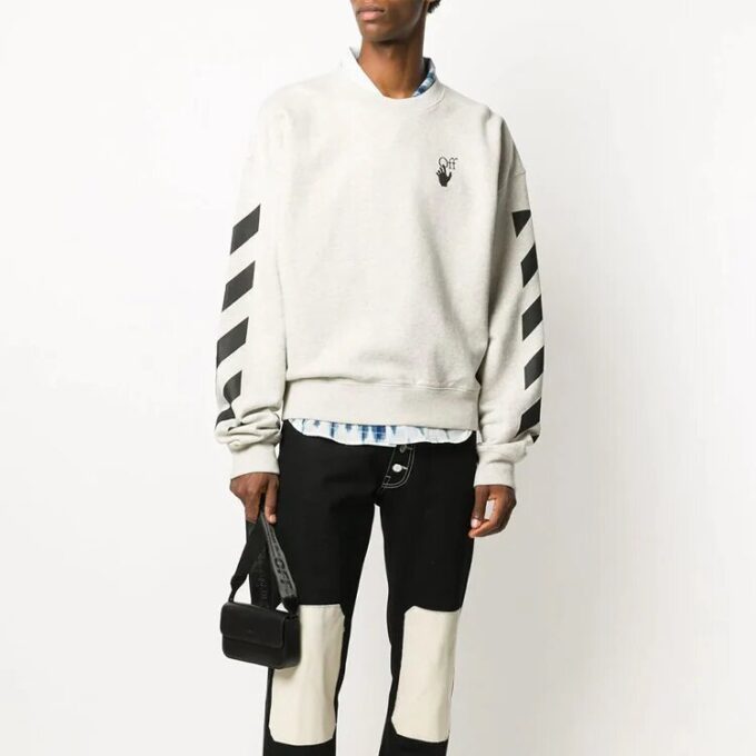 Jersey de cuello redondo con estampado de logotipo de Arrows para hombre, gris/blanco