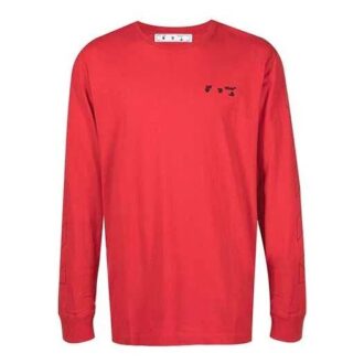 Jersey de cuello redondo con estampado de logotipo FW21, manga larga, hombre, rojo