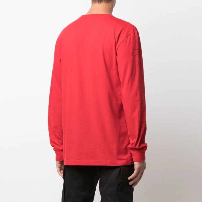 Jersey de cuello redondo con estampado de logotipo FW21, manga larga, hombre, rojo