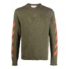 Jersey de cuello redondo con estampado de logotipo Off-White para hombre, corte ajustado, verde