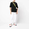 Jersey de cuello redondo con estampado de logotipo, pantalones cortos y corte holgado, FW21, negro