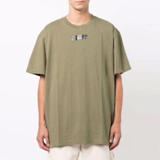 Jersey de cuello redondo con estampado de logotipo, pantalones cortos y corte holgado, verde