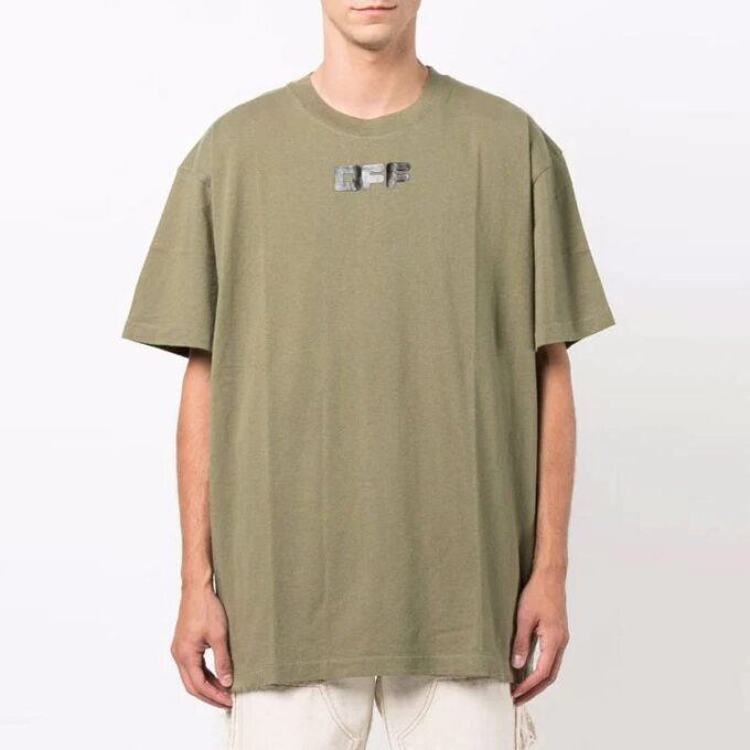 Jersey de cuello redondo con estampado de logotipo, pantalones cortos y corte holgado, verde
