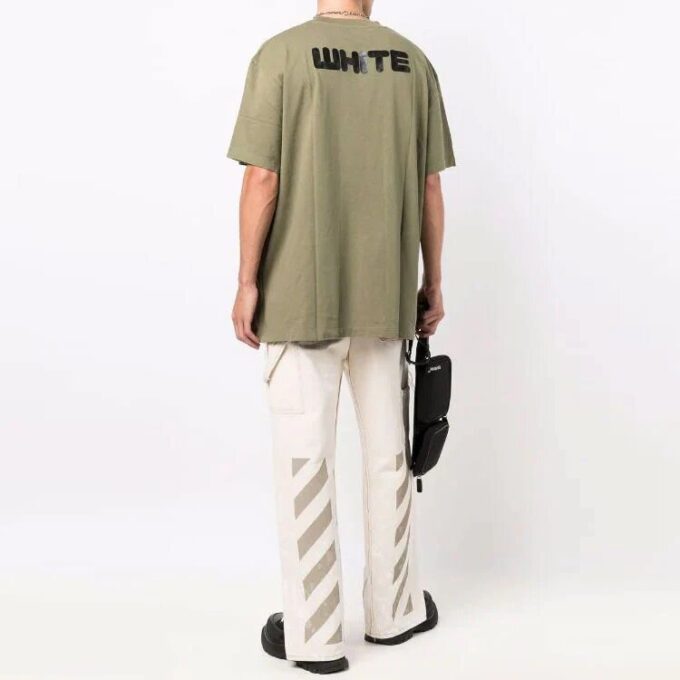 Jersey de cuello redondo con estampado de logotipo, pantalones cortos y corte holgado, verde