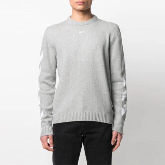 Jersey de cuello redondo con estampado de logotipo SS21, gris