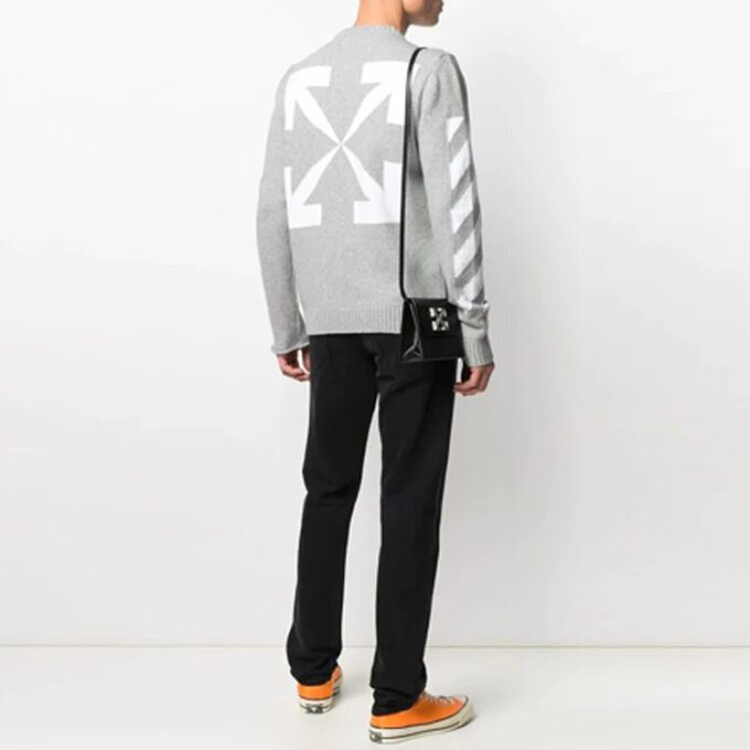 Jersey de cuello redondo con estampado de logotipo SS21, gris