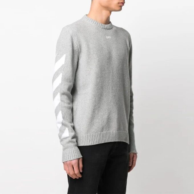 Jersey de cuello redondo con estampado de logotipo SS21, gris