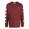 Jersey de cuello redondo con estampado de rayas Off-White para hombre, temporada otoño-invierno 2022, color rojo