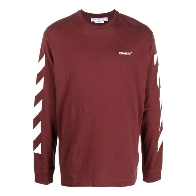 Jersey de cuello redondo con estampado de rayas Off-White para hombre, temporada otoño-invierno 2022, color rojo