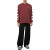 Jersey de cuello redondo con estampado de rayas Off-White para hombre, temporada otoño-invierno 2022, color rojo