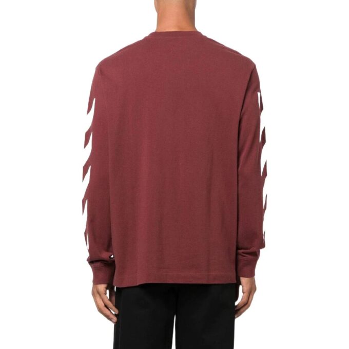 Jersey de cuello redondo con estampado de rayas Off-White para hombre, temporada otoño-invierno 2022, color rojo