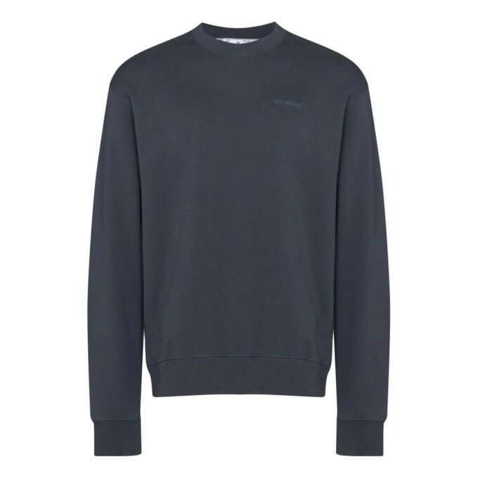 Jersey de cuello redondo con estampado del logotipo Off-White para hombre FW22, azul marino