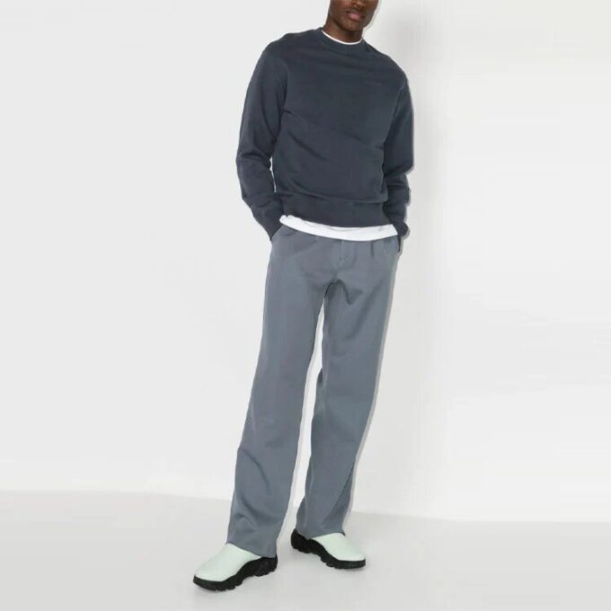 Jersey de cuello redondo con estampado del logotipo Off-White para hombre FW22, azul marino