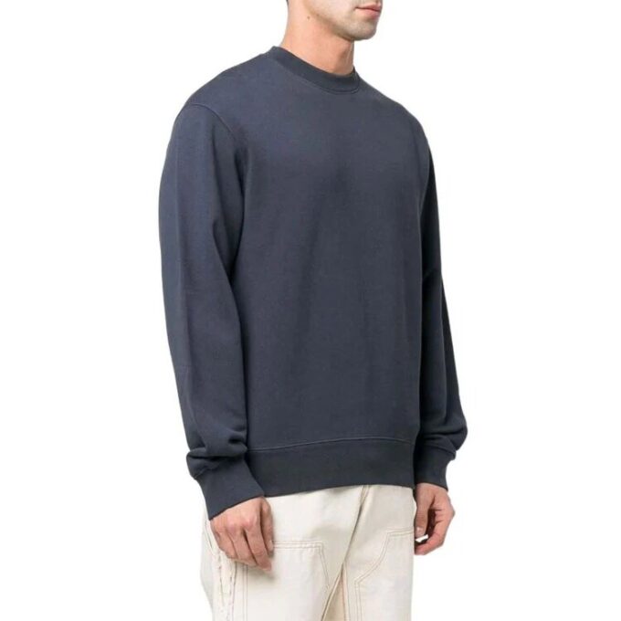 Jersey de cuello redondo con estampado del logotipo Off-White para hombre FW22, azul marino