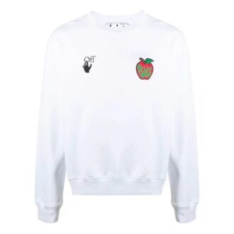 Jersey de cuello redondo con estampado FW21, corte holgado, blanco