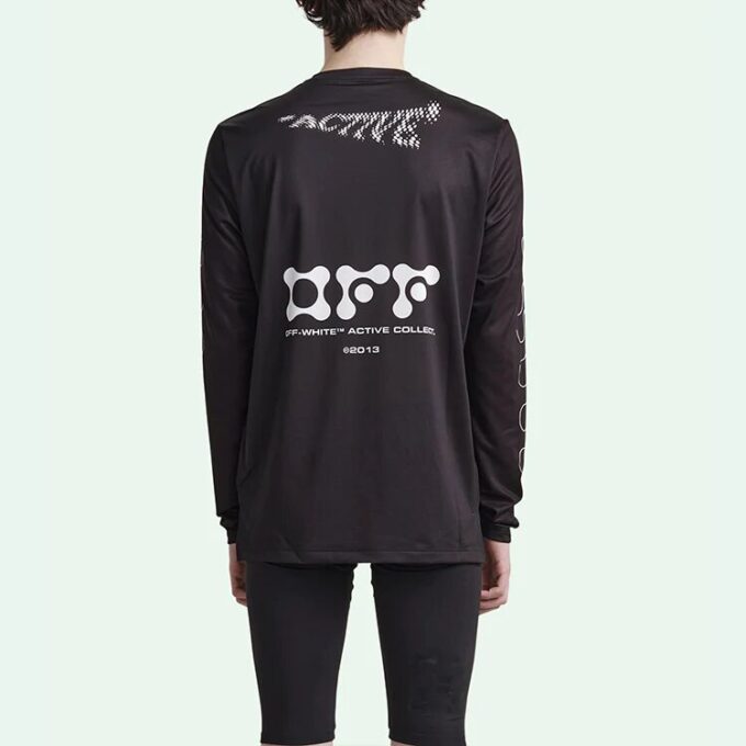 Jersey de cuello redondo con estampado, manga larga y corte ajustado, negro