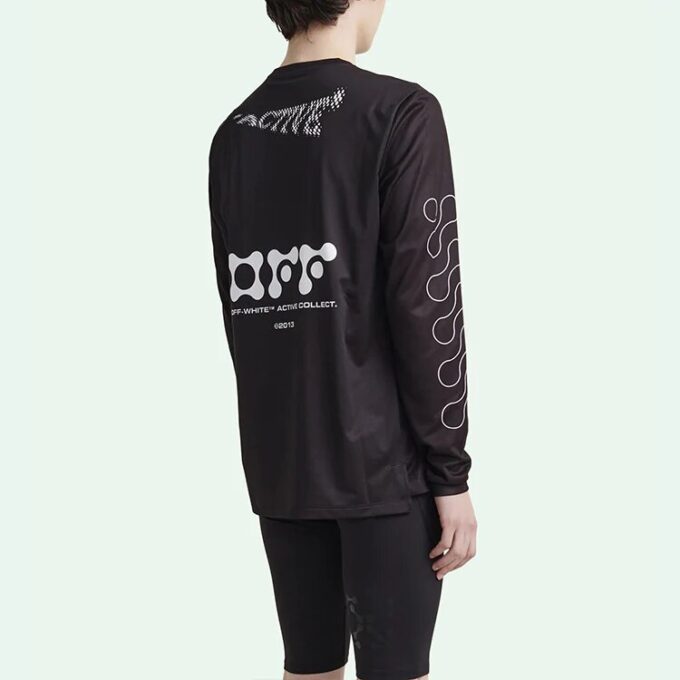 Jersey de cuello redondo con estampado, manga larga y corte ajustado, negro
