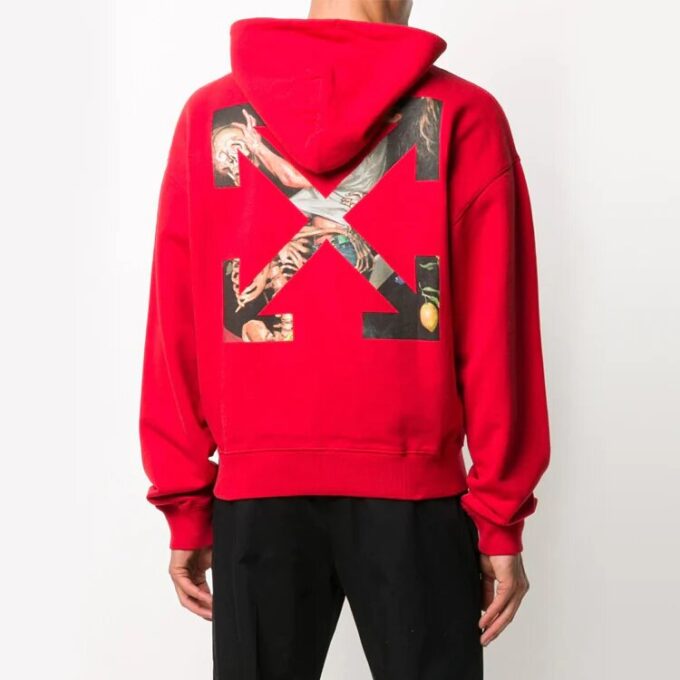 Jersey de cuello redondo con flecha pintada Off-White para hombre, rojo