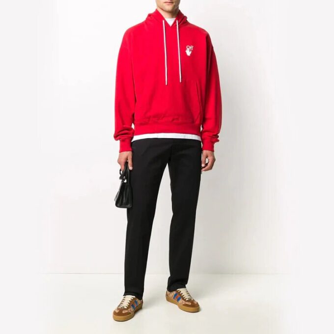 Jersey de cuello redondo con flecha pintada Off-White para hombre, rojo
