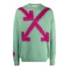 Jersey de cuello redondo con intarsia verde de Off-White para hombre, temporada primavera-verano 2021