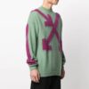 Jersey de cuello redondo con intarsia verde de Off-White para hombre, temporada primavera-verano 2021