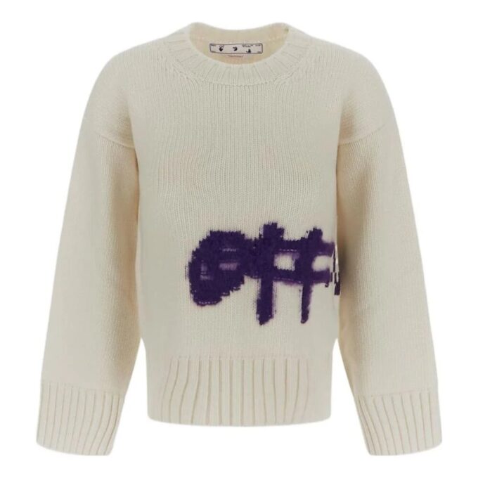Jersey de cuello redondo con intrincado logotipo de Off-White «Blanco Morado»